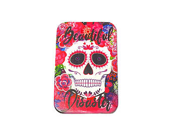 Colorful & Fun Sugar Skull Themed Makeup Double Compact Mirror