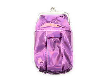 Purple Vinyl Iridescent Design Cigarette Pouch Pack Holder with Lighter Pocket