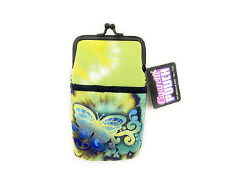 Butterfly Design Neoprene Cigarette Pouch with Snap Clasp Closure
