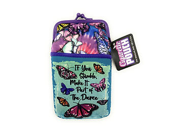 Butterfly Design Neoprene Cigarette Pouch with Snap Clasp Closure