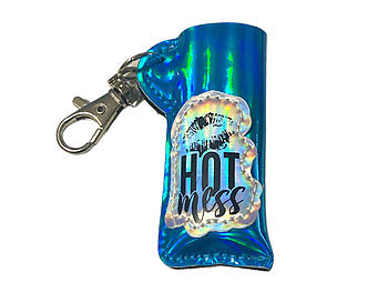 Hot Mess Vinyl Iridescent Design Lighter Case Keychain With Patch