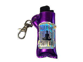 Let That Go Vinyl Iridescent Design Lighter Case Keychain With Patch
