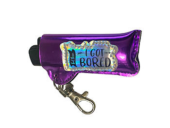 Bored Vinyl Iridescent Design Lighter Case Keychain With Patch