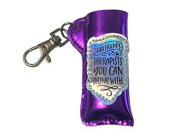 Girlfriends Vinyl Iridescent Design Lighter Case Keychain With Patch