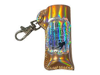Mutts Vinyl Iridescent Design Lighter Case Keychain With Patch