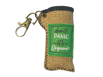 Don't Panic Hemp Design Lighter Case Keychain With Patch