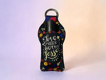 Love More Neoprene Carabiner Keychain Lighter Case / Lip Balm Holder