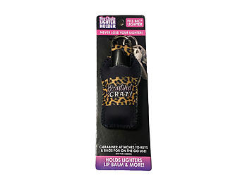Beautiful Crazy Neoprene Carabiner Keychain Lighter Case / Lip Balm Holder