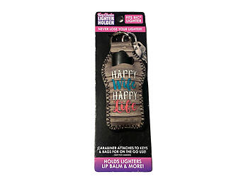 Happy Wife Neoprene Carabiner Keychain Lighter Case / Lip Balm Holder