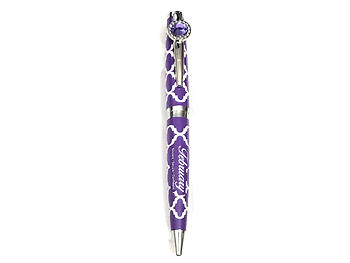 February Colorful Ballpoint Pen w/ Birthstone Emblem on Clip Pen ~ Gift Boxed
