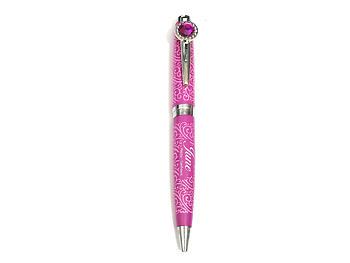 June Colorful Ballpoint Pen w/ Birthstone Emblem on Clip Pen ~ Gift Boxed