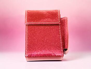 Red Kingsize Glitter Cigarette Case With Lighter Pouch