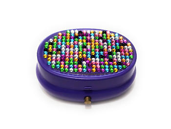Oval Small Two Compartment Rhinestone Pill Organizer Case Box