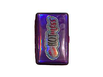 Vinyl Iridescent Design Double Sided Wallet or Cigarette Case for 100s