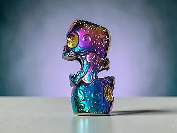 Double Skull Iridescent Mystic Lighter Case & Bottle Opener Fits Bic Lighters