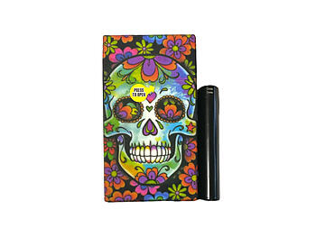 Plastic Design Cigarette Hard Case Holder Fits 100's w/ Black Metal Lighter Case