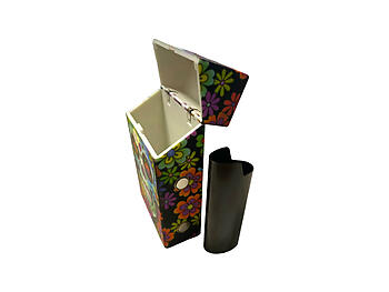 Plastic Design Cigarette Hard Case Holder Fits 100's w/ Black Metal Lighter Case