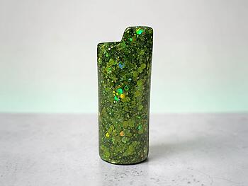 Green Glitter Shell Lighter Case Cover Holder Fits Bic Lighters