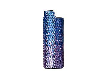 Blue & Purple Rhinestone Metal Shell Lighter Case Cover Holder Fits Bic Lighters