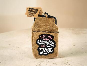 All Natural Hemp Cigarette Pouch with Snap Clasp Closure and Patch Design
