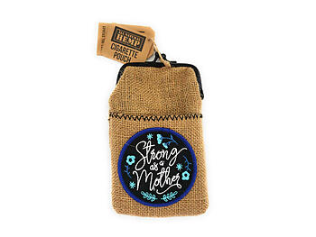 All Natural Hemp Cigarette Pouch with Snap Clasp Closure and Patch Design