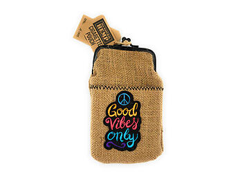 All Natural Hemp Cigarette Pouch with Snap Clasp Closure and Patch Design