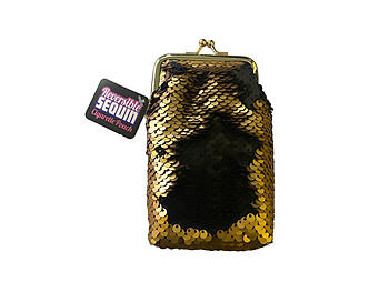 Reversible Sequin Cigarette Pouch with Lighter Pocket Inside