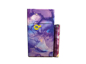 Plastic Design Cigarette Hard Case Holder Fits 100's with Metal Lighter Case