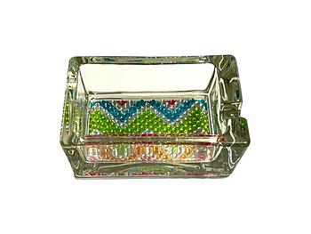 Colorful Chevron Bling Glass Ashtray For Cigarettes & More