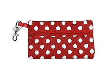 Dark Red with White Neoprene Zippered Student ID Case with Key Ring