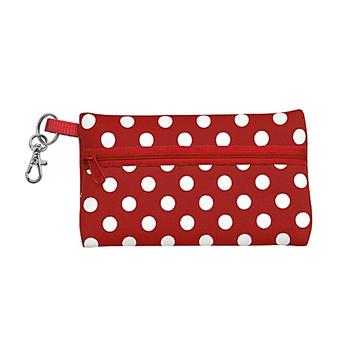 Neoprene Zippered Student ID Case with Key Ring (Dark Red with White)