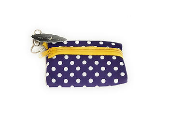 Neoprene Zippered Student ID Case with Key Ring (Purple with Yellow)