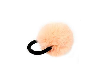 Peach Pom Pom Fur Stretchy Band Hair Tie Ponytail Hairband