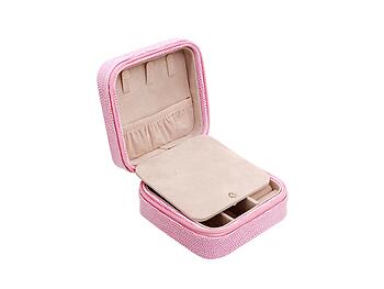 Pink Snakekin Look Portable Travel Jewelry Storage Box
