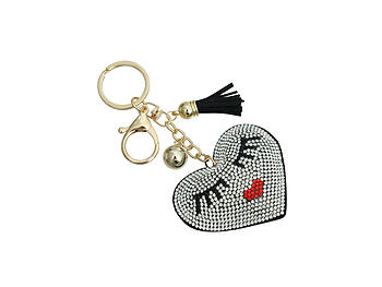 Sassy Heart Faux Suede Tassel Stuffed Pillow Key Chain Handbag Charm