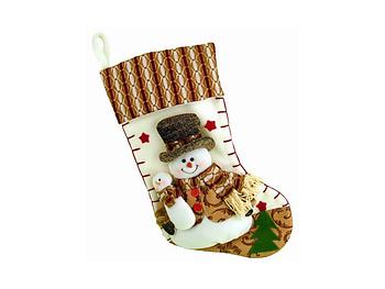 Plush Brown Snowman Christmas Stocking