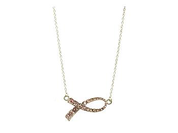 Pink Ribbon Crystal Stone Necklace