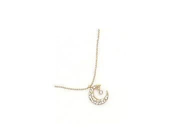 Goldtone Crystal Stone Crescent Moon Charm Jewelry Set