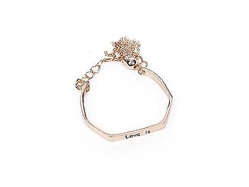 Love Is Chain Tassell Link Angled Metal Cuff Bracelet