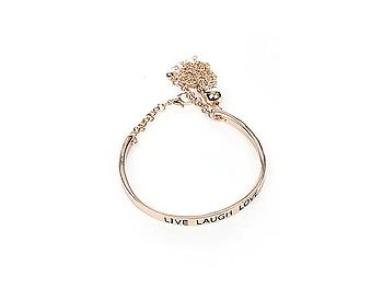 Goldtone Live Love Laugh Chain Tassell Link Metal Cuff Bracelet