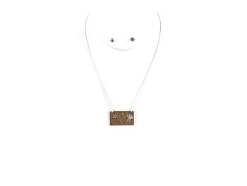 Goldtone Do Not Be Afraid Cutout Cross Two Tone Necklace & Earring Set