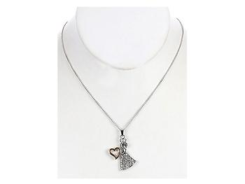 Clear Metal Angel Pendant Pave Crystal Stone Necklace