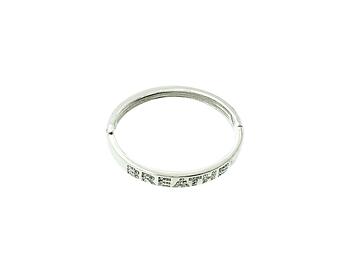 Silvertone Breathe Metal Hinge Message Bangle Bracelet