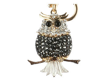 Black Owl Hollow Textured Metal Key Chain Accessory Handbag Charm