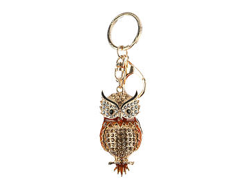 Multi Color Owl Hollow Textured Metal Key Chain Accessory Handbag Charm