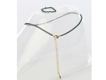 Dark Green 2 Piece Color Chain Toe Ring and Anklet Set