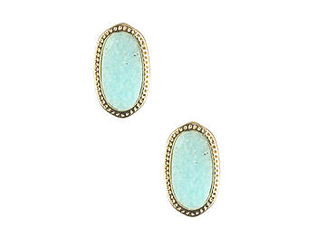 Aqua Blue Druzy Oval Faceted Lucite Stone Metal Frame Post Pin Earrings