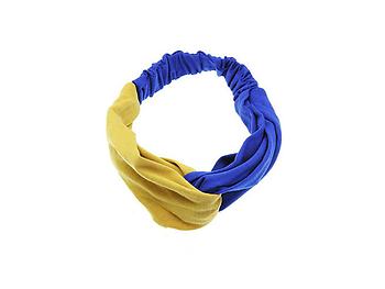 Blue & Tan Fabric Intercross Fashion Headband Hair Accessory