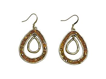 Brown Metal Nesting Teardrop Fish Hook Earrings