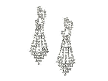 Silvertone Drop Rhinestone Wedding Formal Post Pin Earrings